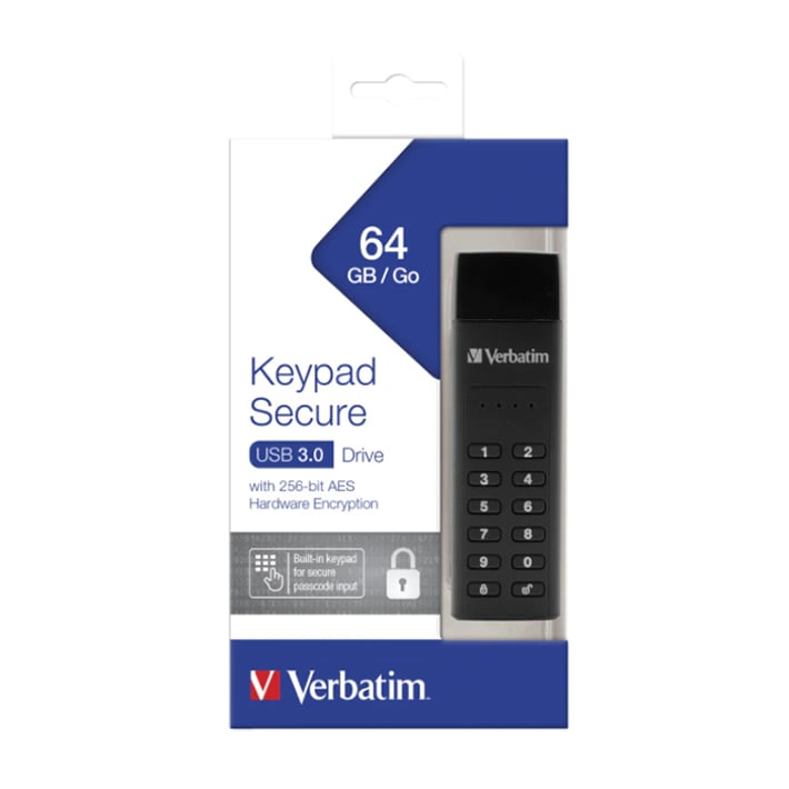 Verbatim USB флаш памет, Keypad Secure, USB 3.2, 64 GB