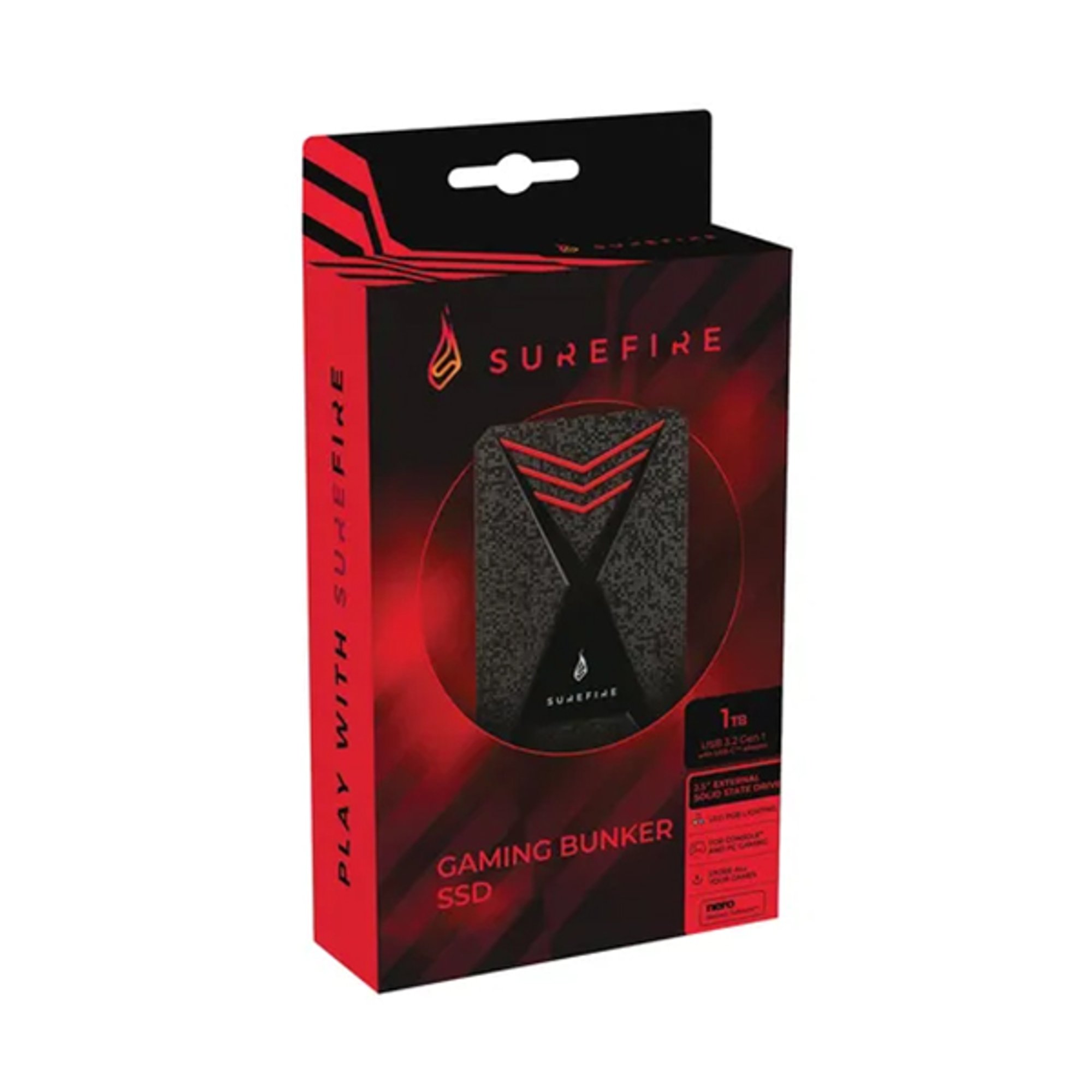 SureFire Външен SSD твърд диск Bunker, 1 TB, USB 3.2, черен