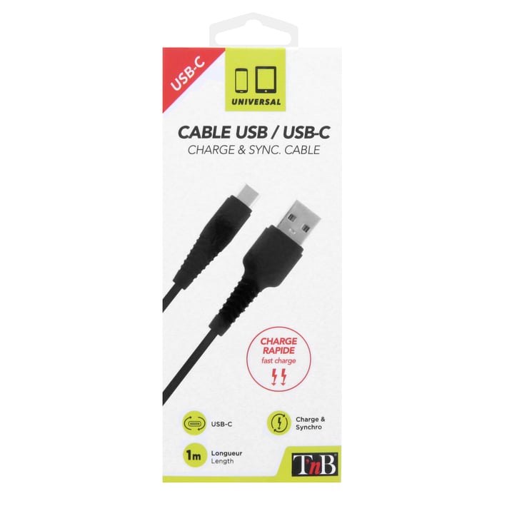 TNB Кабел USB type C/USB A, 1 m, черен