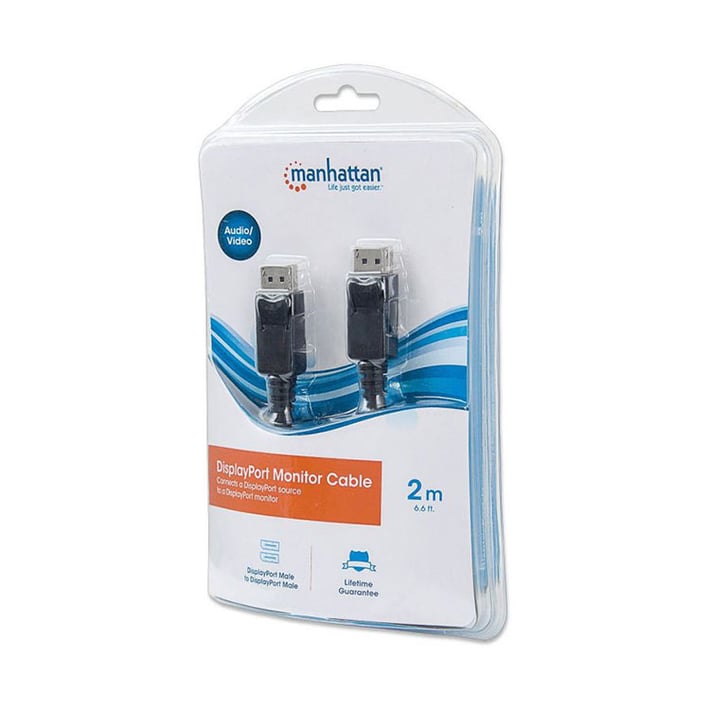 Manhattan Кабел DisplayPort Male / DisplayPort Male, 2 m, черен