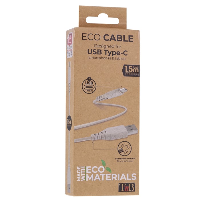 Кабел TNB Eco, USB/USB Type C, 1.5 m, USB-A, USB-C