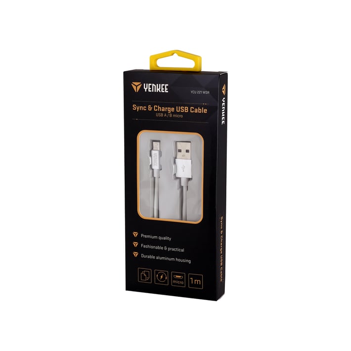 Yenkee Кабел 221 WSR, USB-A Male към Micro USB-B Male, 1 m