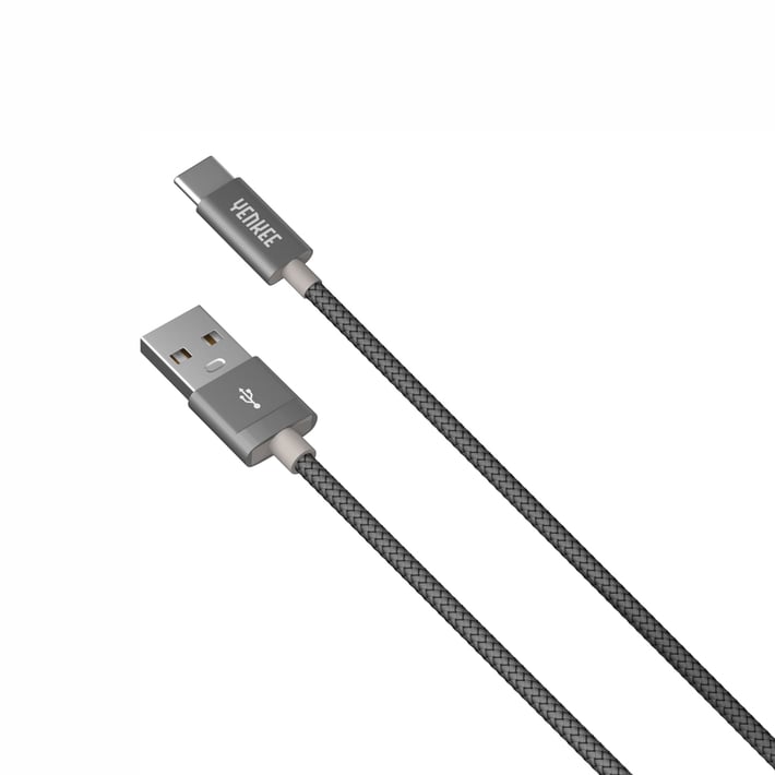 Yenkee Кабел 302 GY, USB-A Male към USB-C Male, 2 m, сив