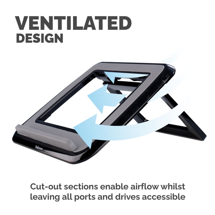 Fellowes Стойка за лаптоп I-Spire, охлаждаща, до 17'', черна