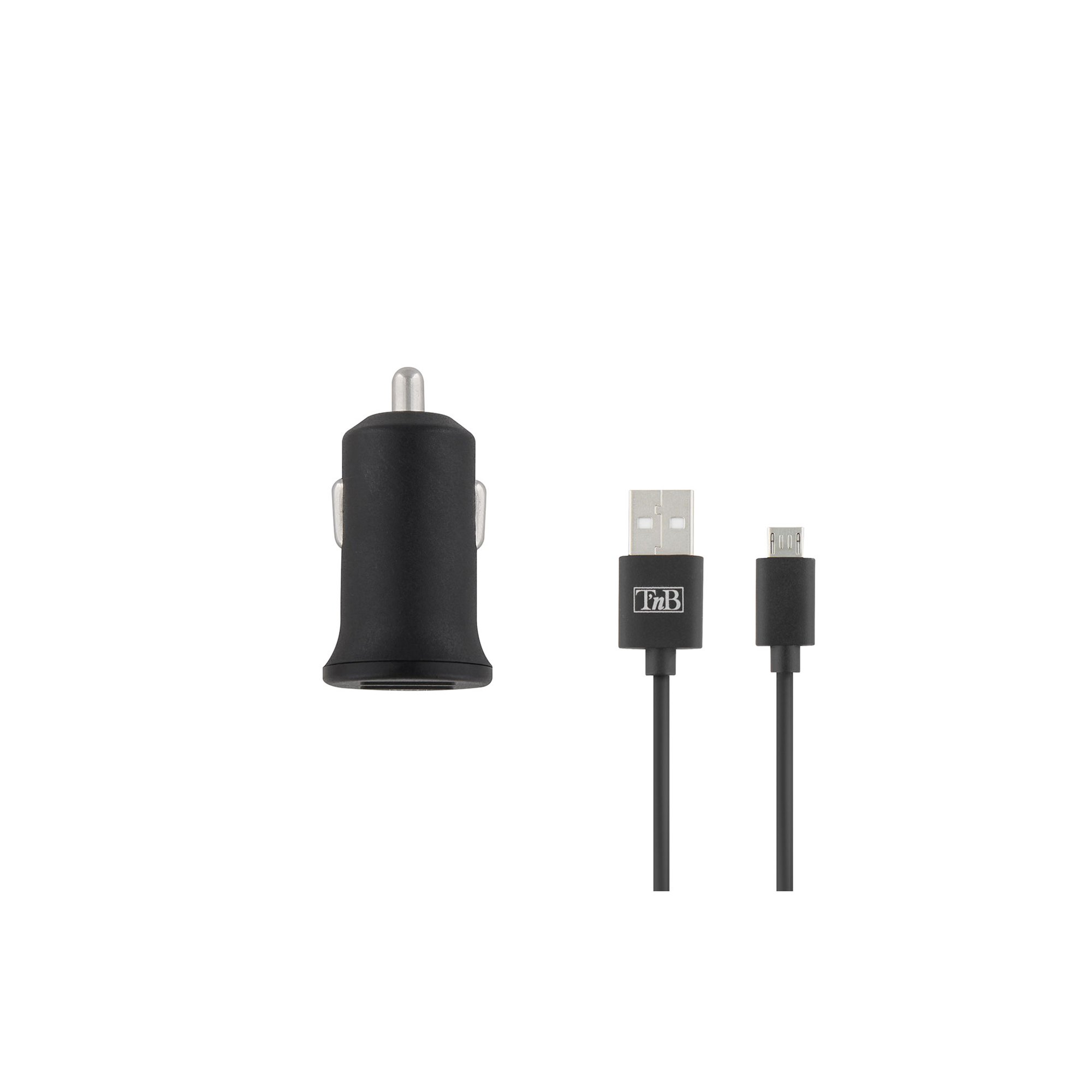 TNB Зарядно за кола, 2 USB порта, micro USB кабел, 12 W, черно