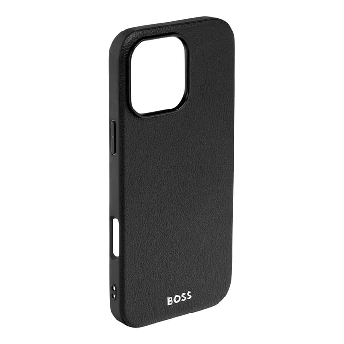 Hugo Boss Калъф за телефон Grained, за iPhone 16 Pro Max, черен