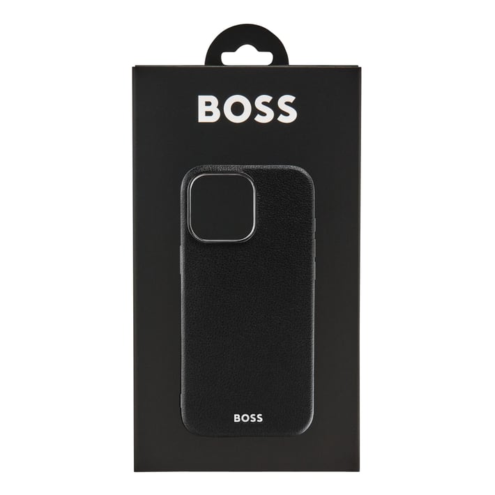 Hugo Boss Калъф за телефон Grained, за iPhone 16 Pro Max, черен