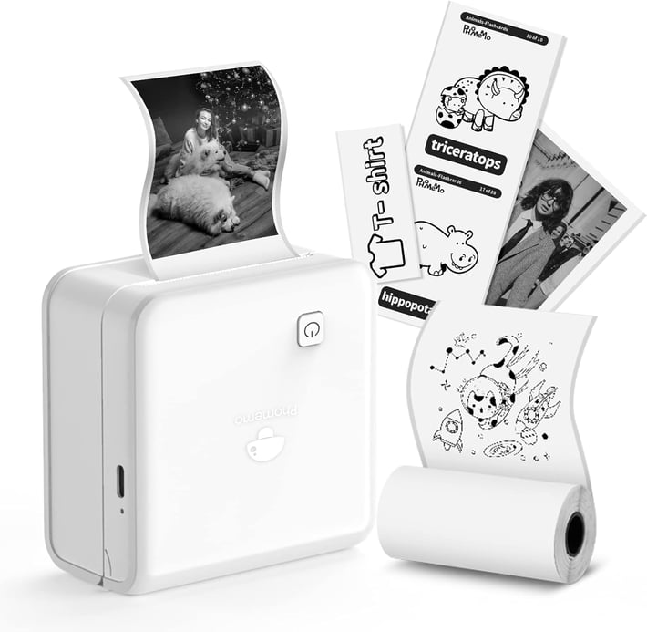 Phomemo Принтер M02 PRO-WH, преносим, мини, без мастило, бял