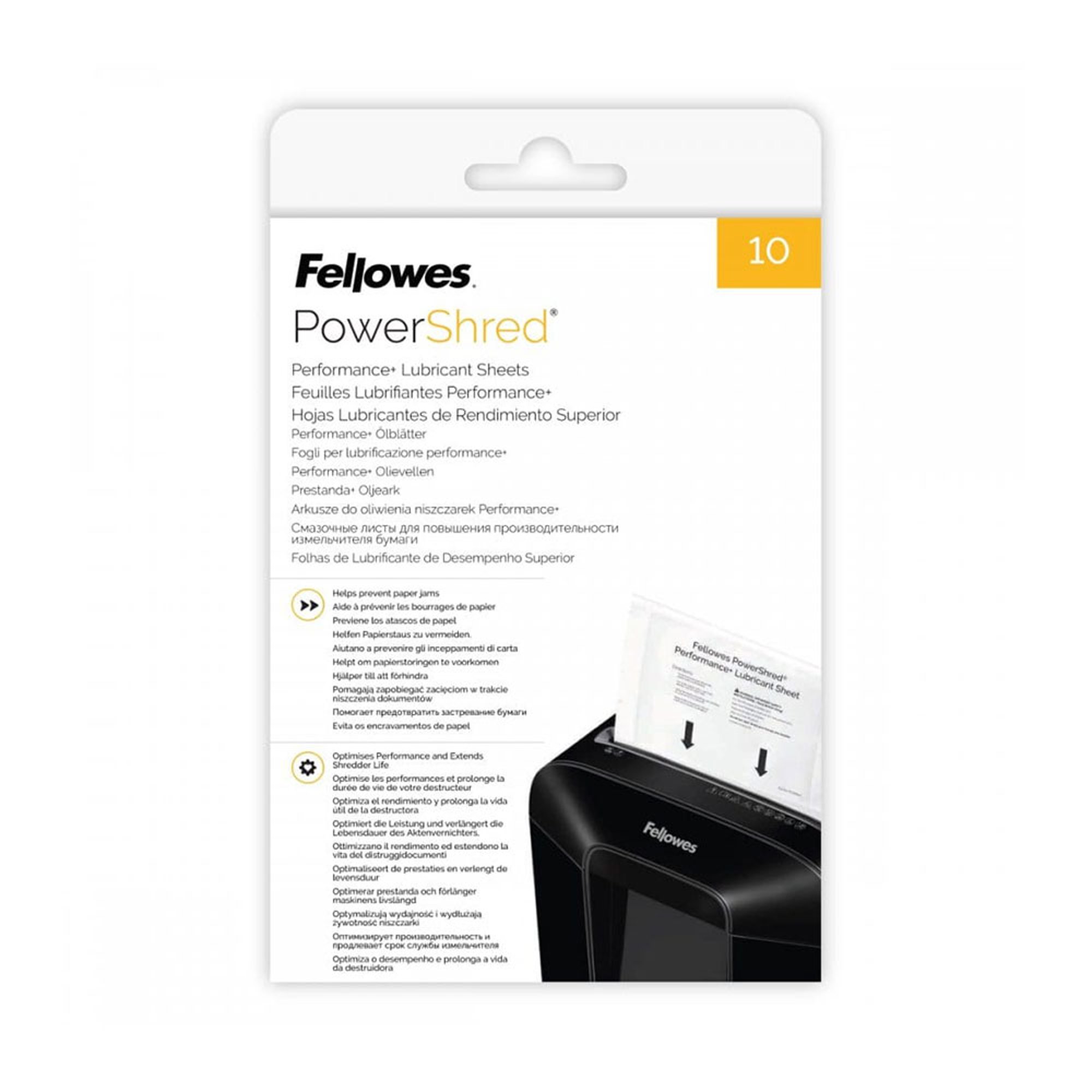 Fellowes Листове за шредер 4025601, намаслени, 10 броя