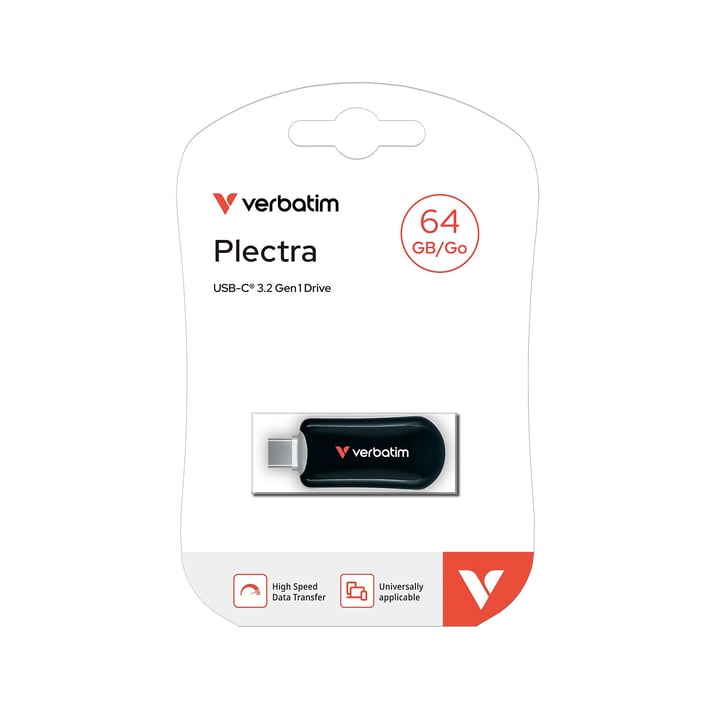 Verbatim USB флаш памет Plectra, 64 GB, USB Type-C 3.2, черна