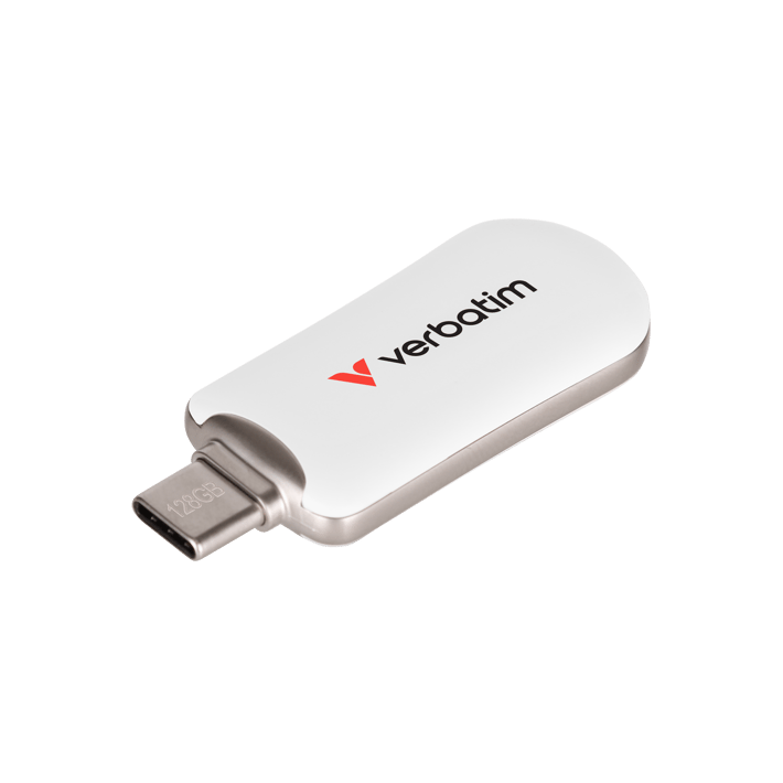 Verbatim USB флаш памет Plectra, 128 GB, USB Type-C 3.2, бяла