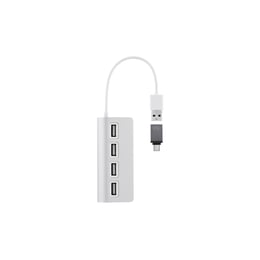 TNB USB Хъб, 4 порта, , USB Type-A, с адаптер USB Type-C, бял