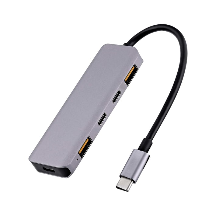 TNB USB Хъб, 5 в 1, USB Type-C,сив