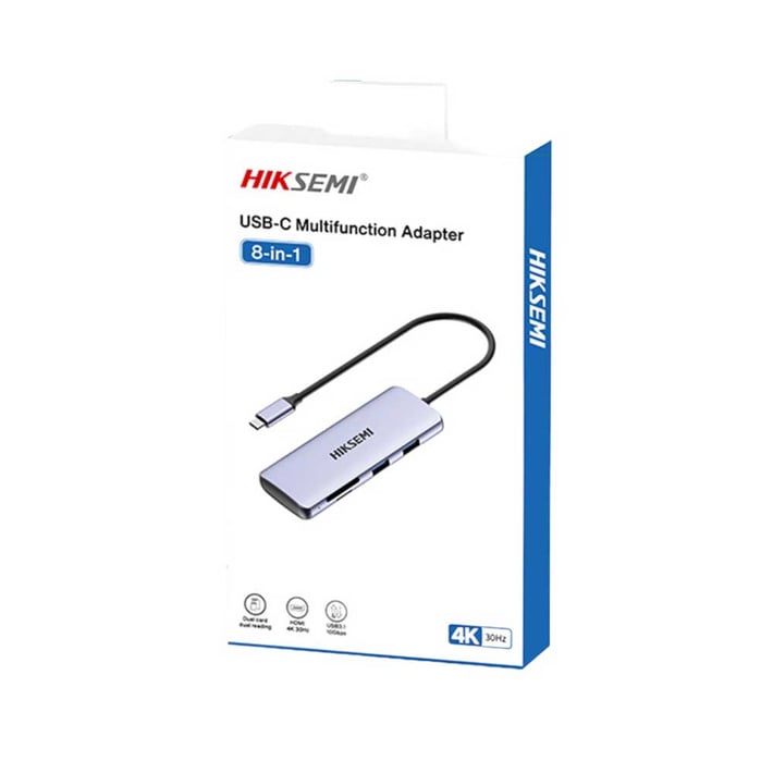 Hiksemi USB Хъб 8 в 1 DS8, 4K, HDMI, SD, XTF, USB 3.0