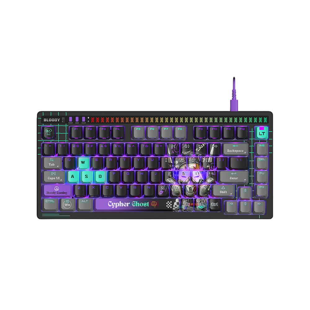 Клавиатура Bloody Cypher Ghost AT75, с кабел, геймърска
