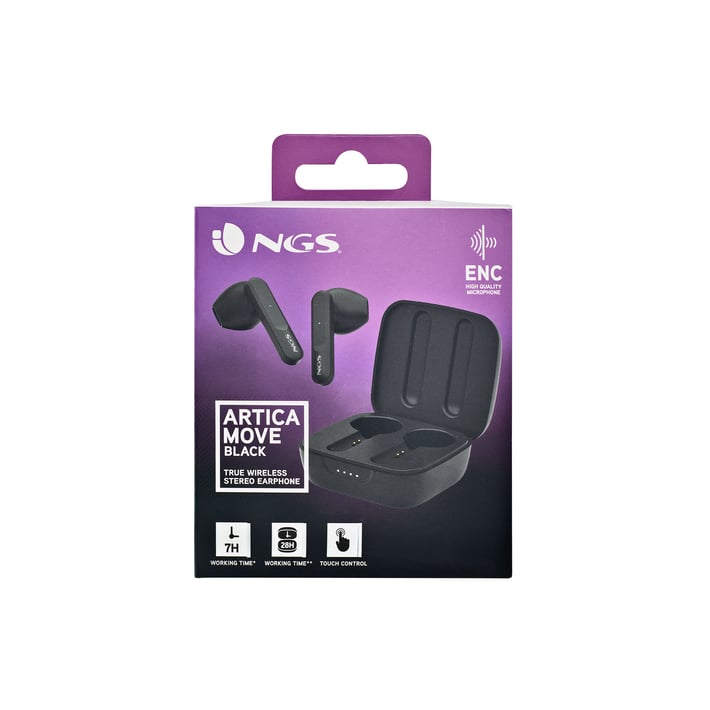 NGS Слушалки Artica Move, с Bluetooth, със зареждащ кейс, черни