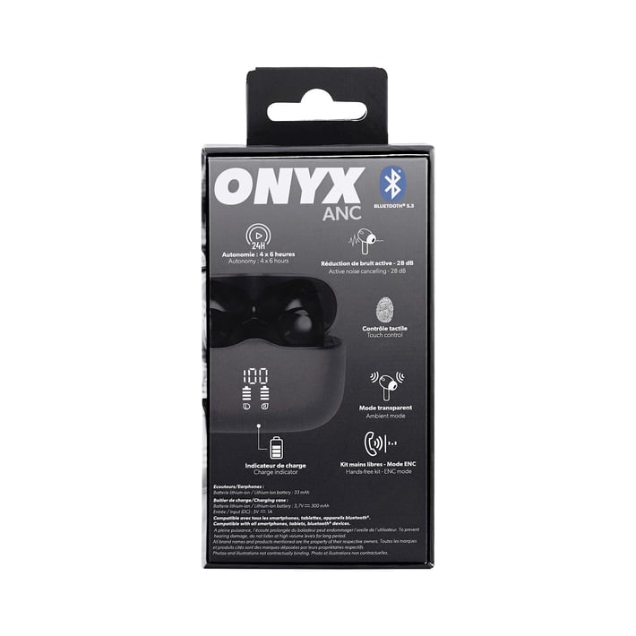 TNB Слушалки Onyx Anc, Bluetooth, черни