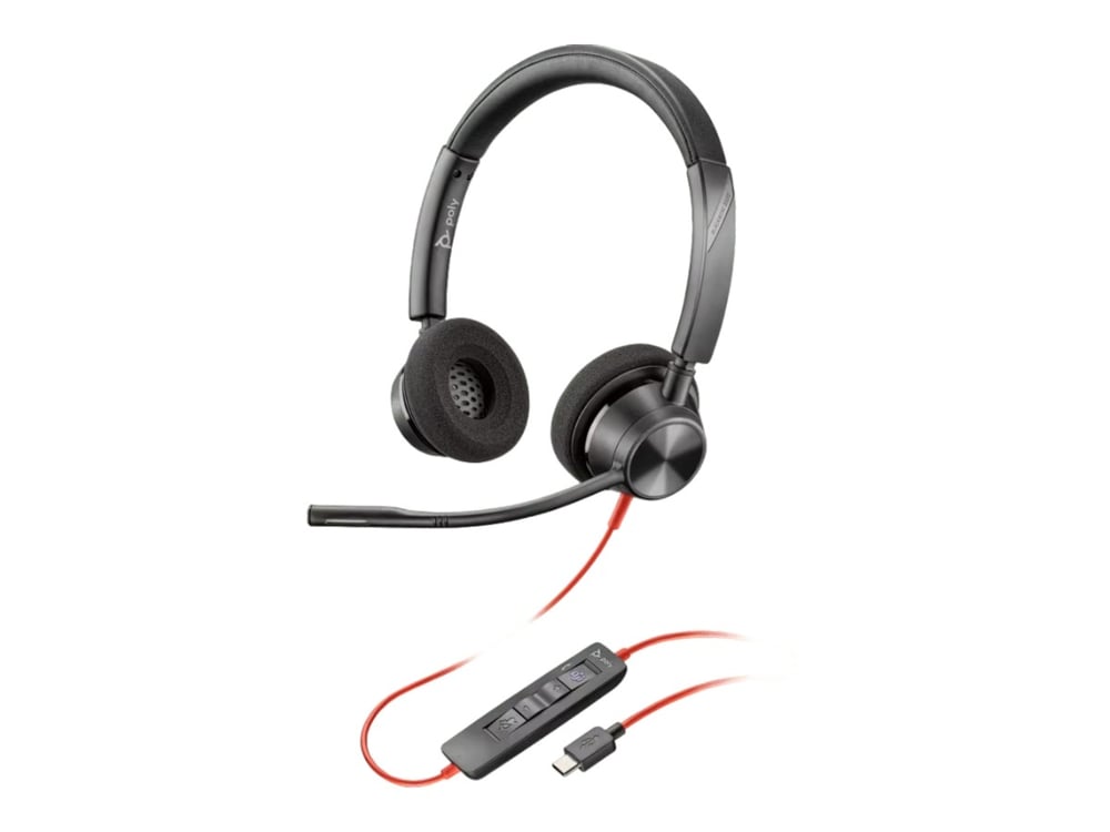 HP Poly Слушалки Blackwire 3320, жични, с микрофон, USB Type-C/Type-A адаптер