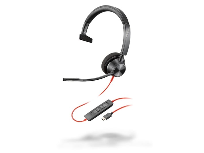 HP Poly Слушалки Blackwire 3310, жични, с микрофон, USB Type-C/Type-A адаптер