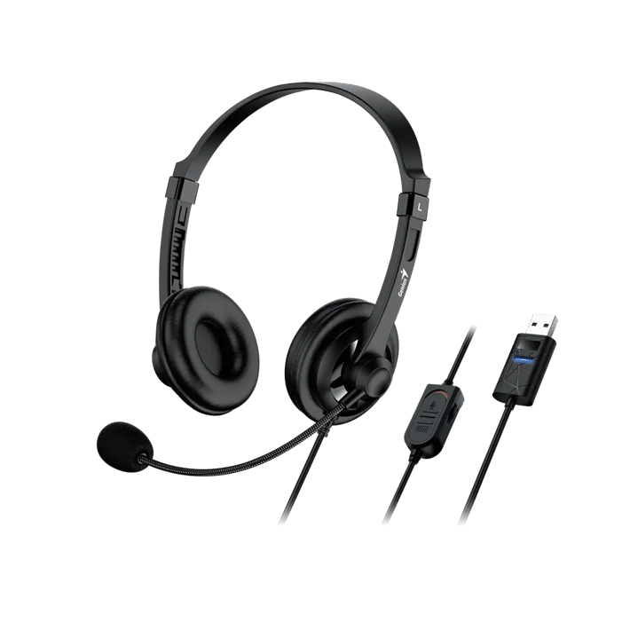 Genius Слушалки HS-230U, с кабел и микрофон, USB Type-A