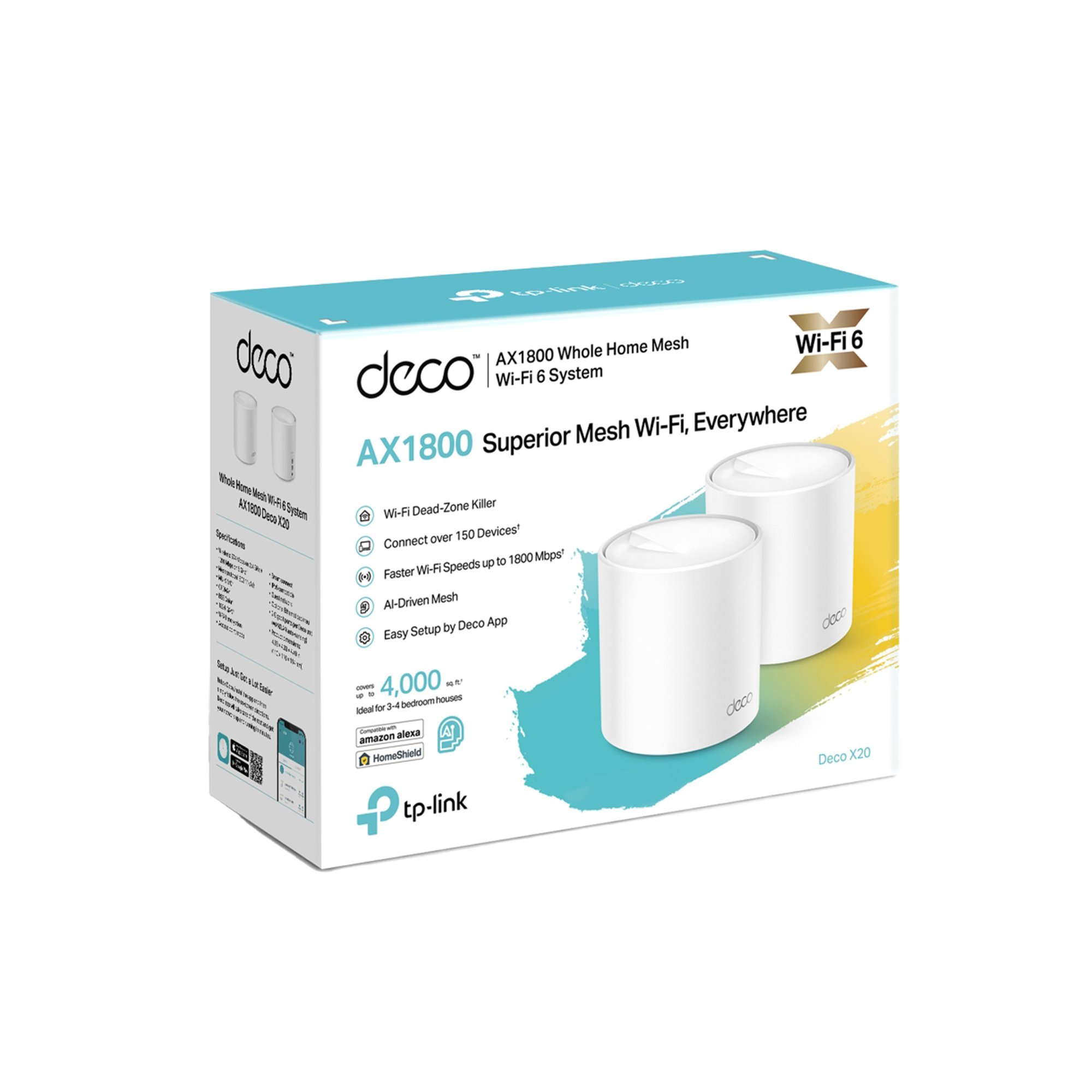 TP-Link Рутер Deco X20 AX1800, Wi-Fi 6, Mesh система, 2 броя