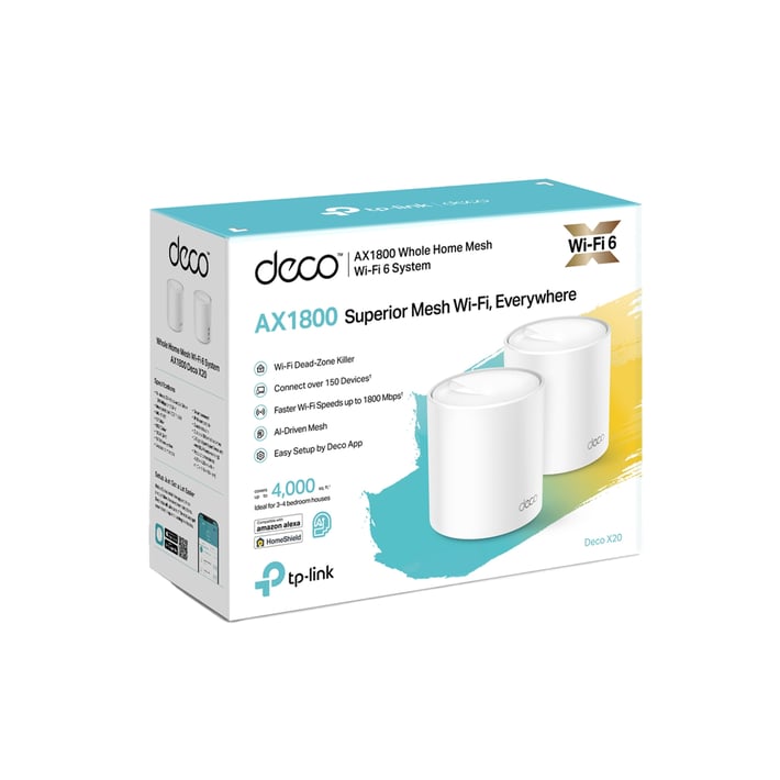 TP-Link Рутер Deco X20 AX1800, Wi-Fi 6, Mesh система, 2 броя