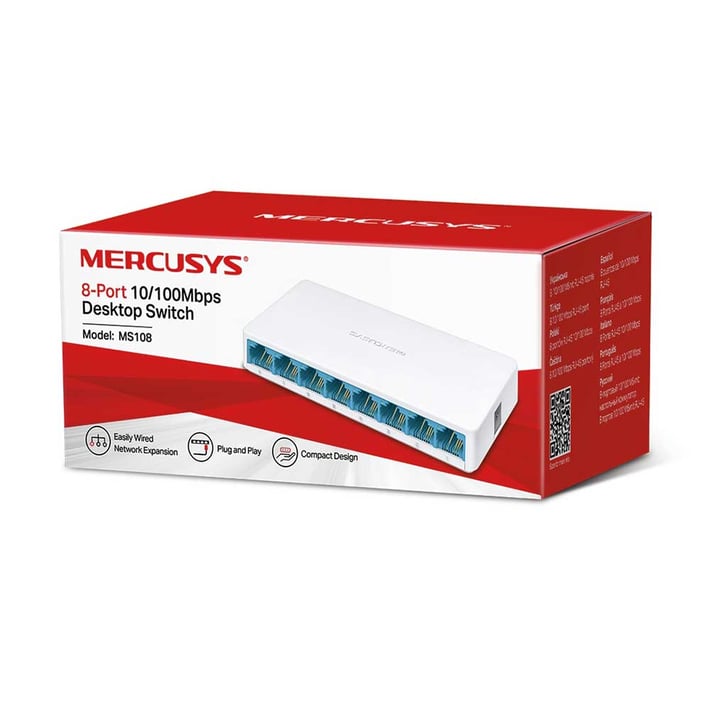 Комутатор Mercusys MS108, 8 порта, 10/100 Mbps