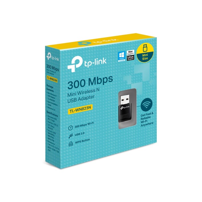 TP-Link Безжичен адаптер TL-WN823N Mini, Wi-Fi, USB Type-A, 300 Mbps