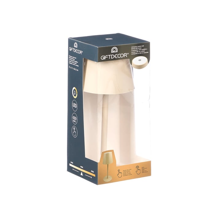 Настолна лампа Giftdecor, LED, метална, USB, бежова