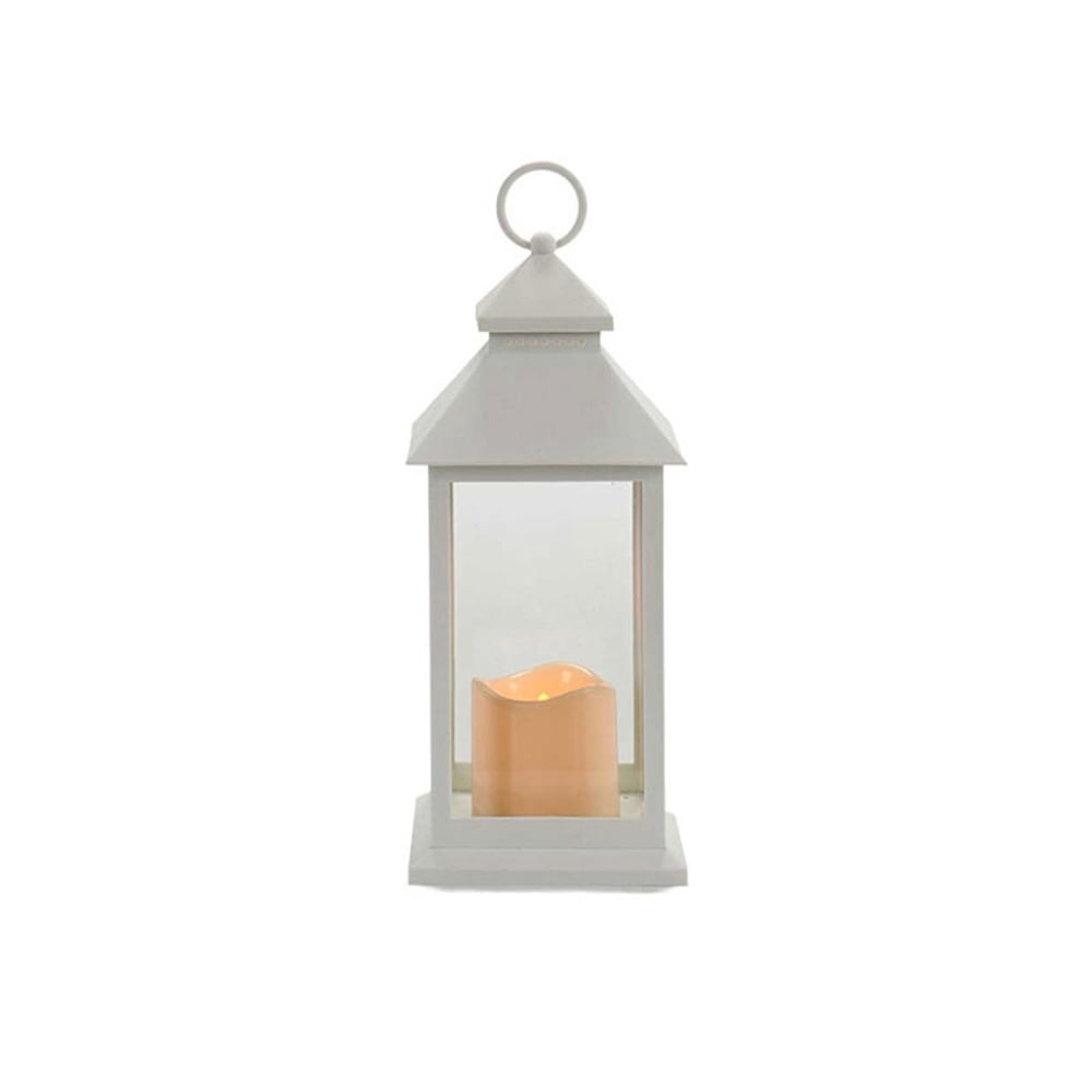 Фенер Giftdecor, голям, пластмасов, LED, бял