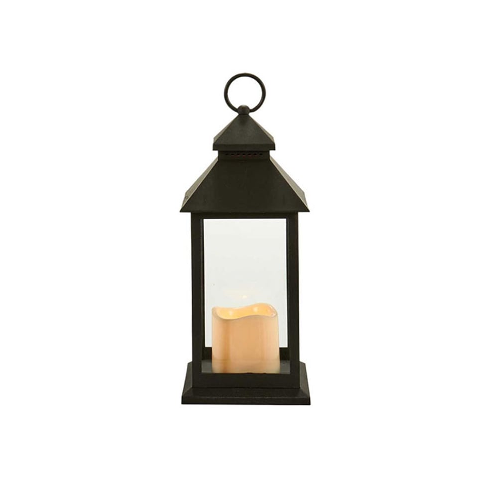 Фенер Giftdecor, голям, пластмасов, LED, черен