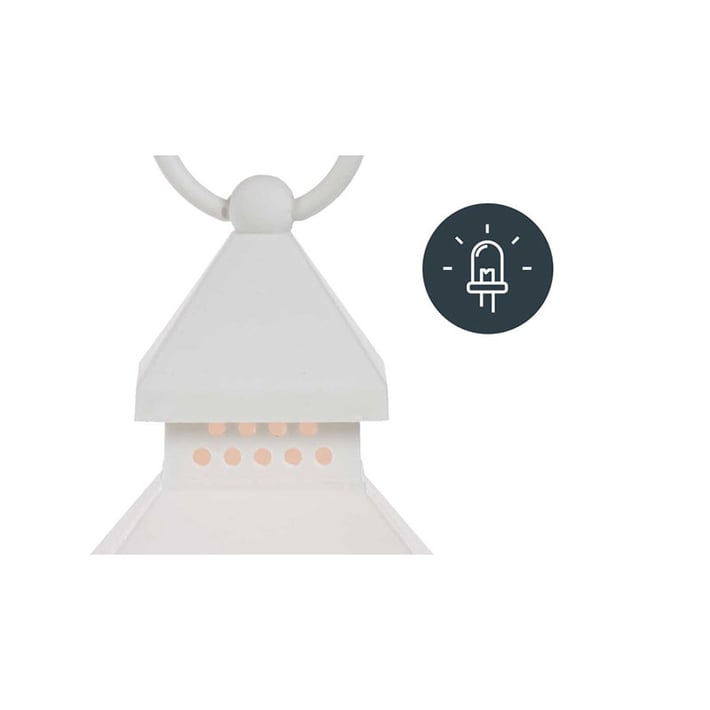 Фенер Giftdecor, малък, пластмасов, LED, бял