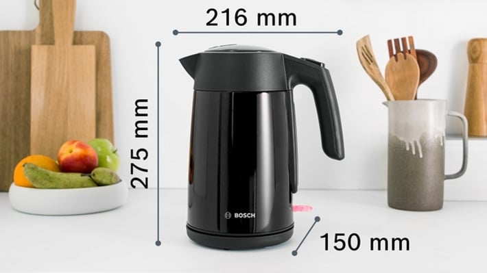 Bosch Електрическа кана за вода TWK7L463, 1.7 L, черна