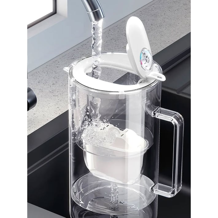 Филтрираща кана Aquaphor Glass, стъклена, 2.5 L, бяла