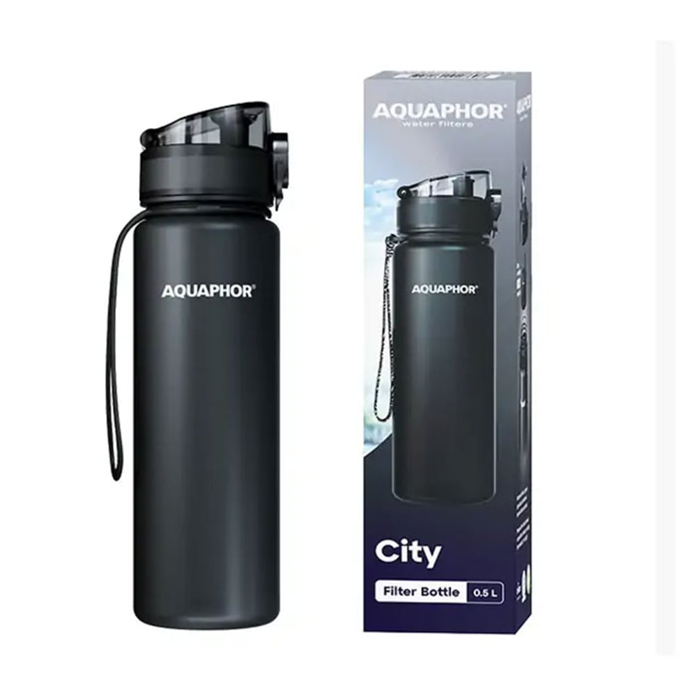 Бутилка Aquaphor City, филтрираща, тританова, 500 ml, черна