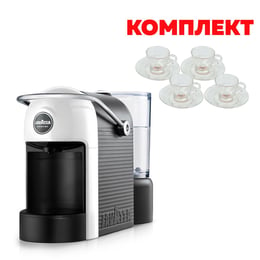 Lavazza Кафе машина A Modo Mio Jolie, бяла, в комплект с 4 стъклени чаши за кафе