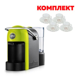 Lavazza Кафе машина A Modo Mio Jolie, лайм, в комплект с 4 стъклени чаши за кафе