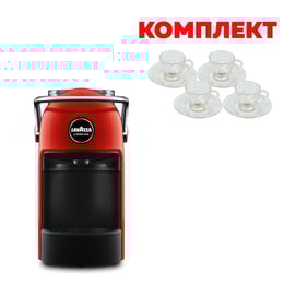 Lavazza Кафе машина A Modo Mio Jolie, червена, в комплект с 4 стъклени чаши за кафе