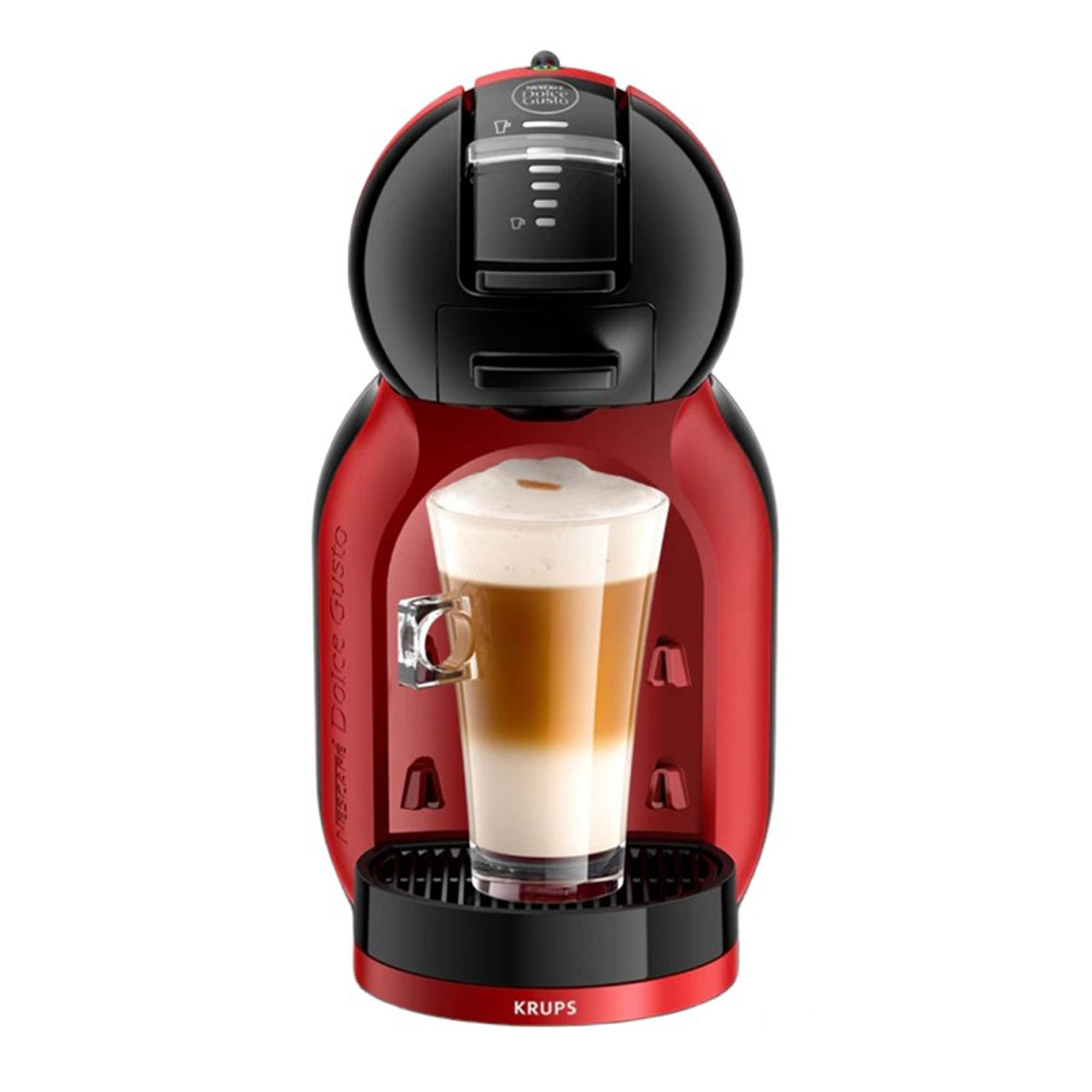 Krups Кафе машина Mini Me KP123H10, автоматична, за капсули Nescafé Dolce Gusto, 1500 W, червено-черна