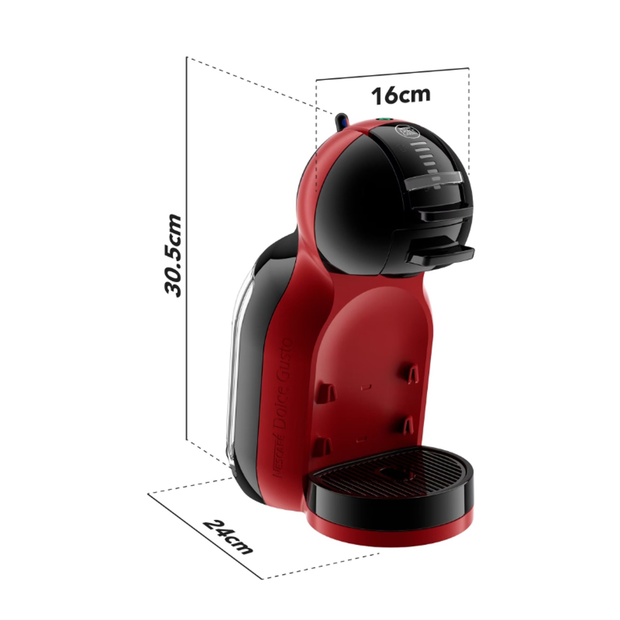 Krups Кафе машина Mini Me KP123H10, автоматична, за капсули Nescafé Dolce Gusto, 1500 W, червено-черна