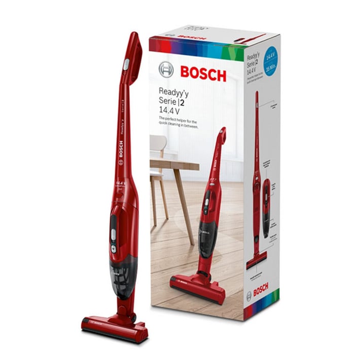 Прахосмукачка Bosch BBHF214R, серия 2, вертикална, акумулаторна, червена