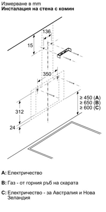 Аспиратор Bosch DWK65DK60, стенен, серия 2, 60 cm