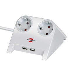 Brennenstuhl Разклонител Desktop-Power, 2 гнезда, 2 x USB, 1.8 m кабел, бял