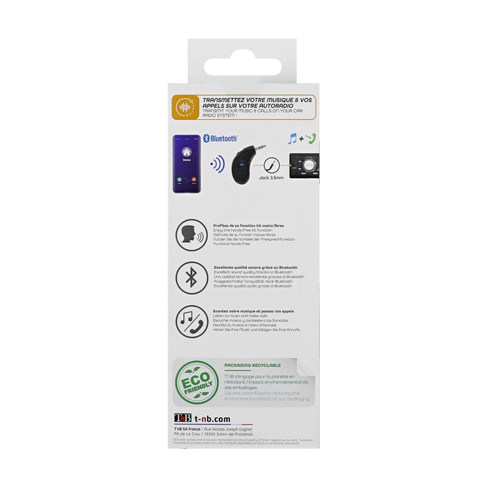 TNB Адаптер за кола, Bluetooth към 3.5 mm жак, USB Type-C
