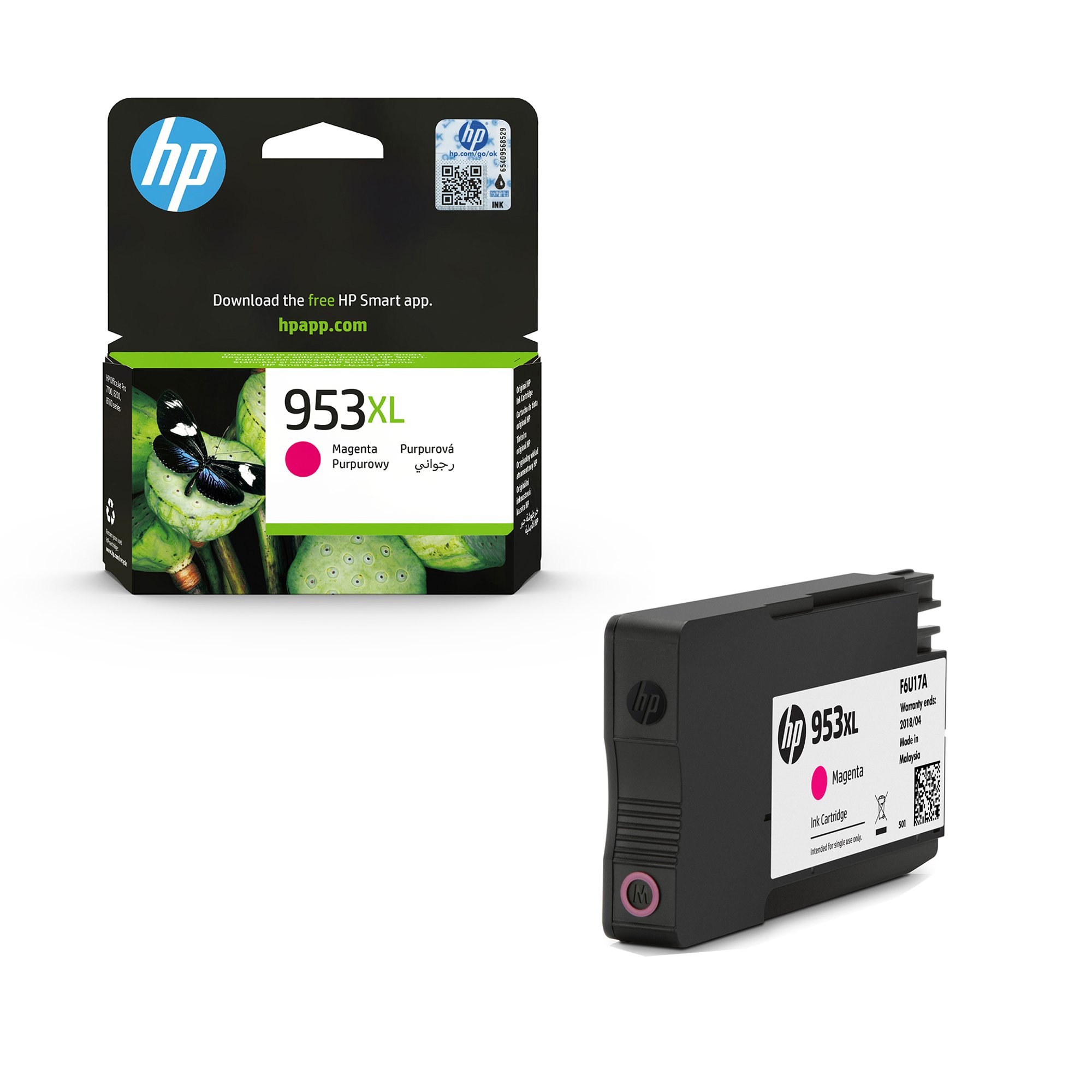 HP Патрон F6U17AE, 953XL, 1600 страници/5%, Magenta