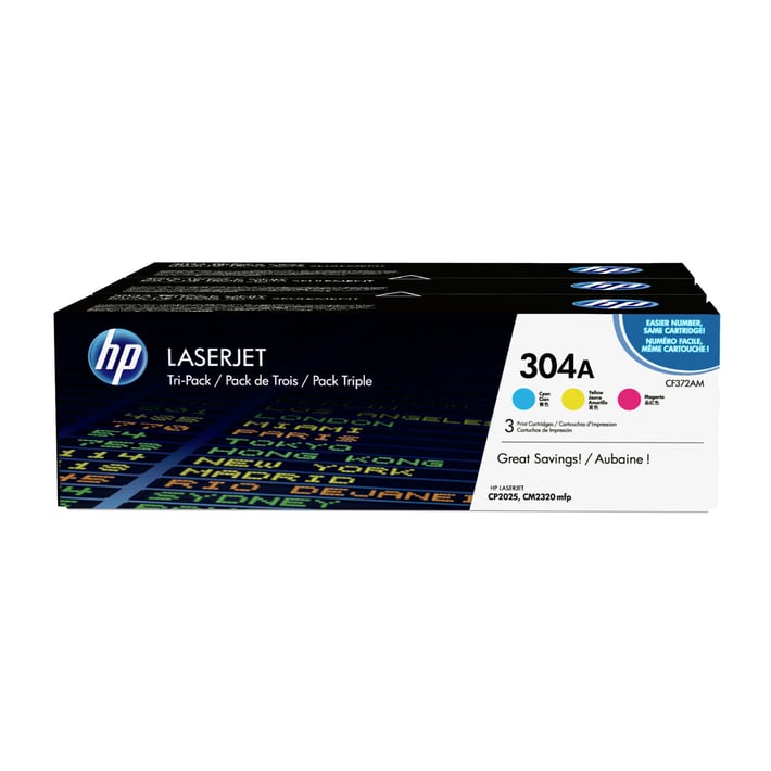 HP Тонер CF372AM, 304AHP, 3 x 2800 страници/5%, Cyan, Yellow, Magenta, 3 броя