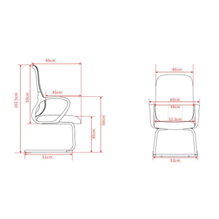 Посетителски стол RFG Mojito M, дамаска и меш, метална основа, до 120 kg, черен