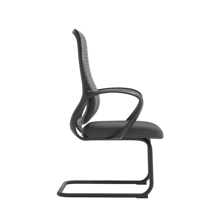 Посетителски стол RFG Mojito M, дамаска и меш, метална основа, до 120 kg, сиво-черен