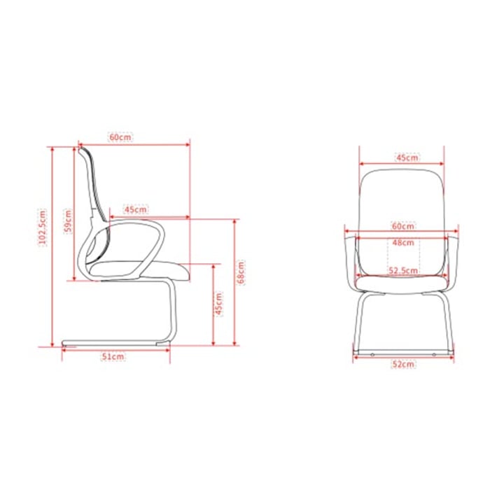 Посетителски стол RFG Mojito M, дамаска и меш, метална основа, до 120 kg, сиво-черен