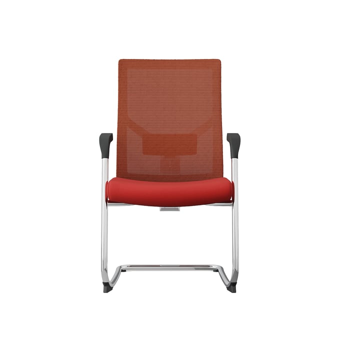 Посетителски стол RFG Snow M, дамаска и меш, до 120 kg, тъмночервена седалка, тъмночервена облегалка